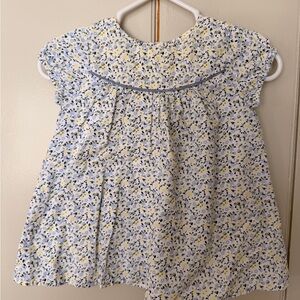 Girls' Blue and Yellow Floral Yoke Dress